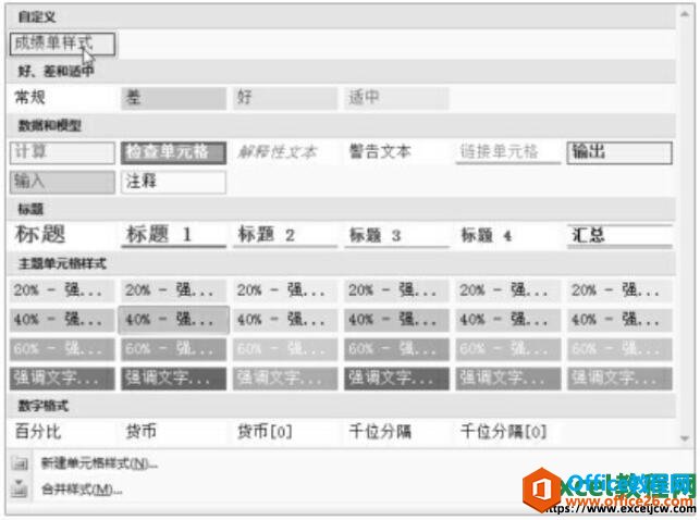 excel2007自定义单元格样式