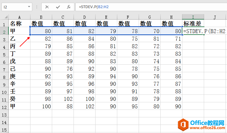 怎样利用Excel函数快速求出一组数据的标准差
