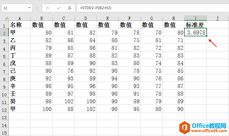 怎样利用Excel函数快速求出一组数据的标准差