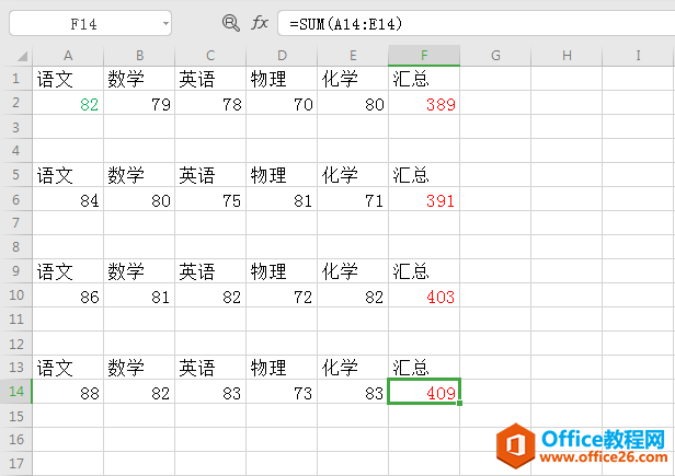 Excel表格中多次求和，不需要重复输入公式，复制公式就可以