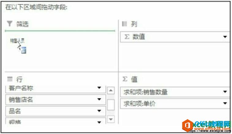 拖动数据透视表中的字段
