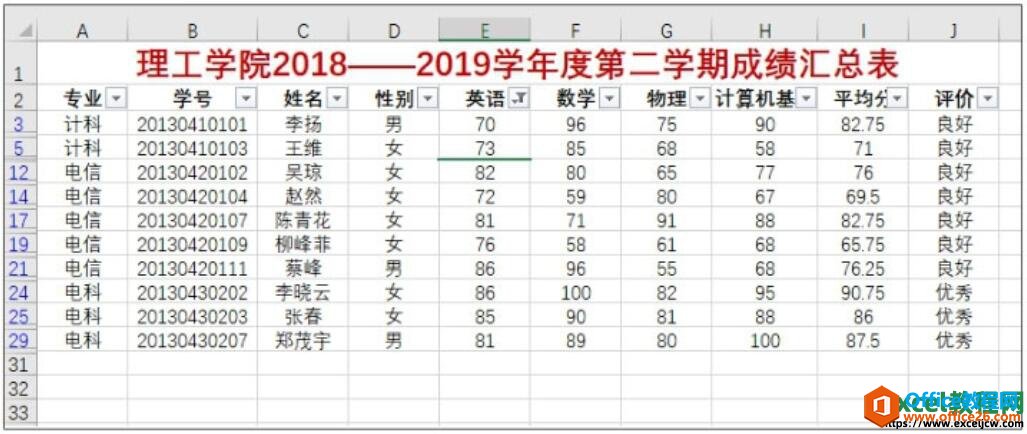 excel2019范围筛选的结果