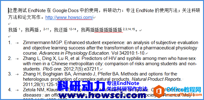 EndNote在Google Docs中插入文献方法