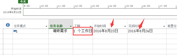 <b>project 设置工期为1个工作日，但开始时间与结束时间不是同一天，如何解决或者是设置</b>