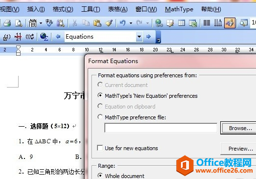 Format Equations对话框