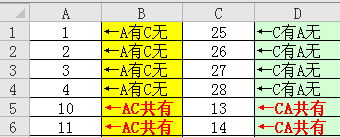 excel两列数据对比２