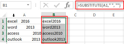 Excel中如何删除数字或单词之间的所有空格