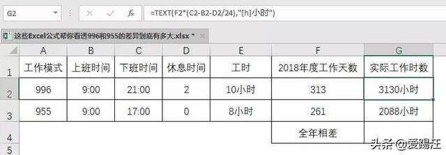 excel实战！你知道996和955到底差了多少小时，你会算吗？