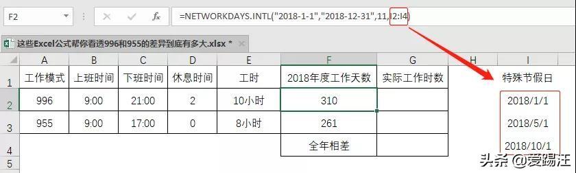 excel实战！你知道996和955到底差了多少小时，你会算吗？