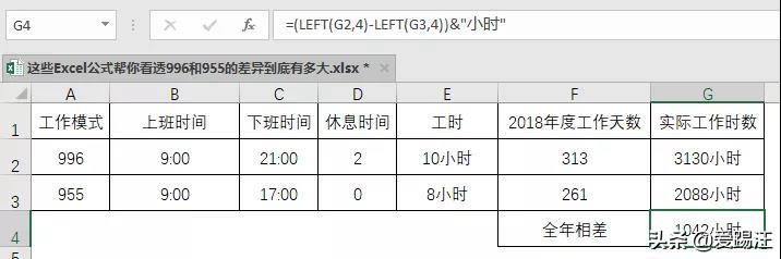 excel实战！你知道996和955到底差了多少小时，你会算吗？