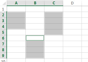 excel 不连接区域1