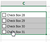 Excel 中如何一次插入多个复选框
