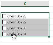 Excel 中如何一次插入多个复选框