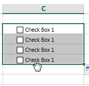 Excel 中如何一次插入多个复选框