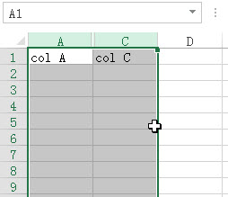 取消隐藏Excel列1
