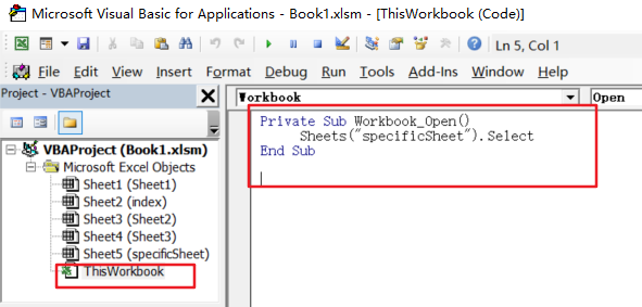 Excel中如何在打开工作簿时定位到特定的工作表1