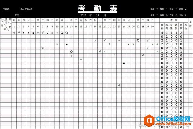 八款不错的Excel考勤表表格模板，超级好用