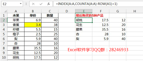 excel index函数
