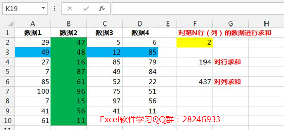 excel整行整列求和公式