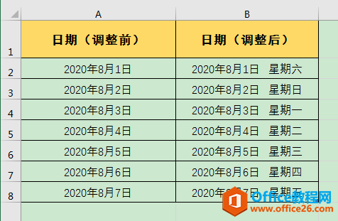 Excel办公技巧：如何使日期对应的星期数自动与日期一同显示？