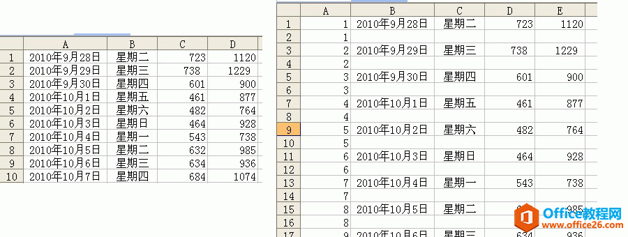 Excel空行添加和删除方法介绍