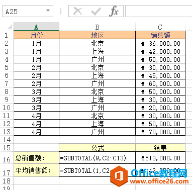 SUBTOTAL 函数