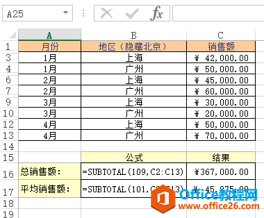 SUBTOTAL 函数