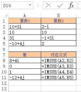 IMSUB 函数