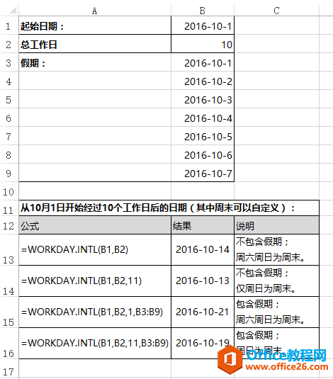 WORKDAY.INTL 函数