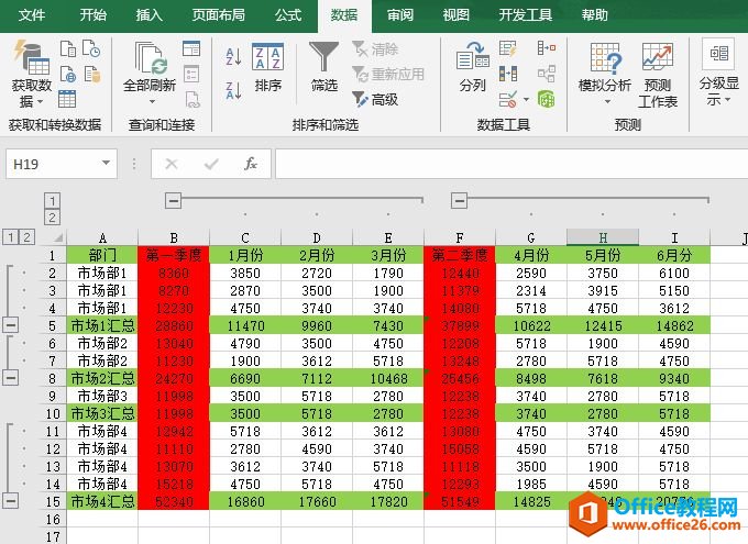 Excel 2019自动创建分级显示图解