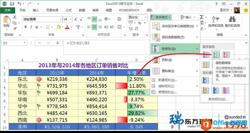 Excel数据智能展现之二，数据条