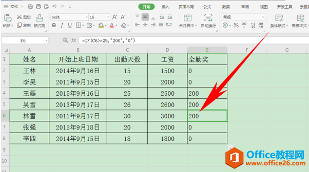 WPS计算员工全勤奖,excel计算员工全勤奖