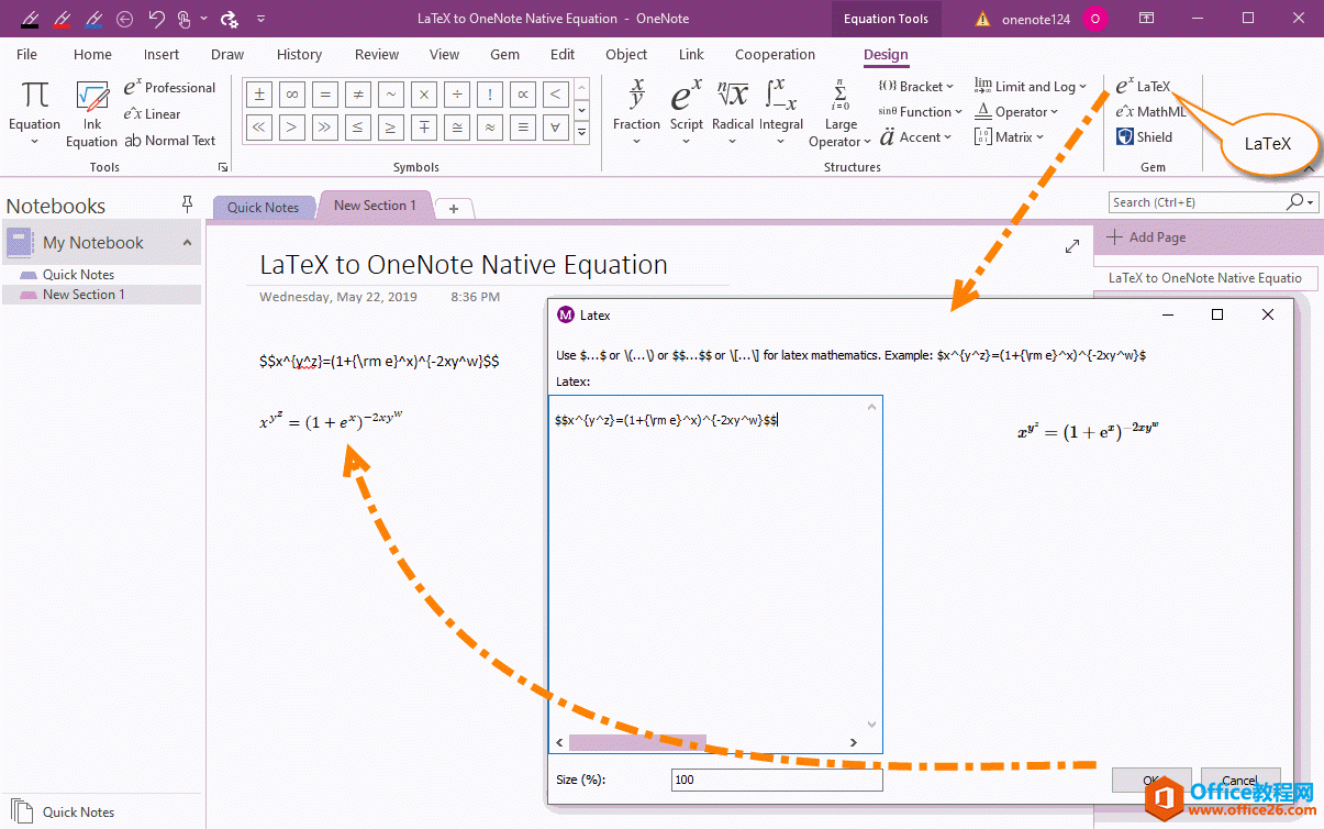 如何转换从网页复制来的 LaTeX 为 OneNote 原生公式