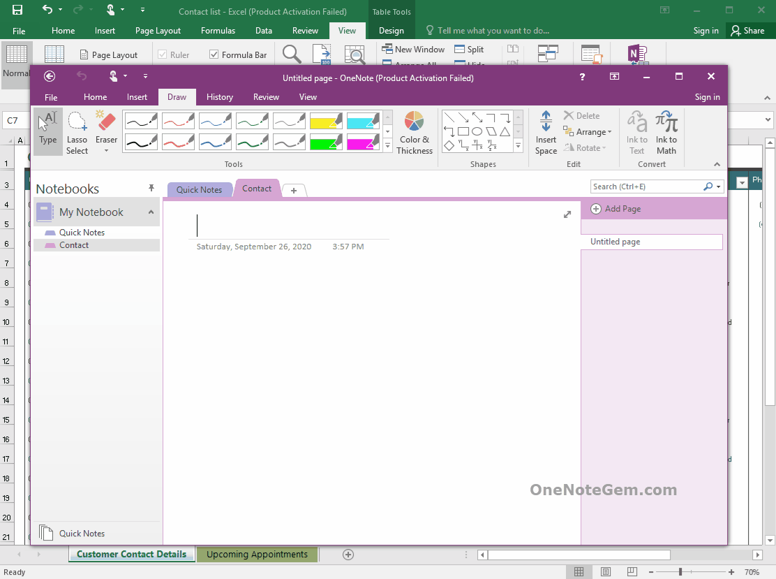 如何从 Excel 发送选中的多行到OneNote，生成多个对应的页面以便相对应做笔记