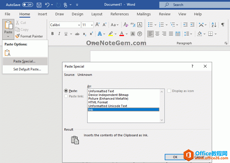 <b>如何复制 OneNote 中的手写绘图墨迹到 Word 中，并保持 Ink 格式？</b>