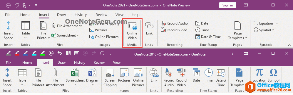 <b>2021 年发布的 OneNote 2021 相对 OneNote 2016 增加删除的新功能对比</b>