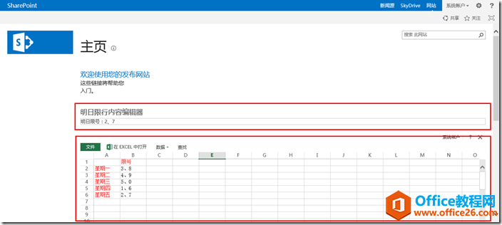 <b>SharePoint Excel Services ECMAScript 示例之明日限行</b>