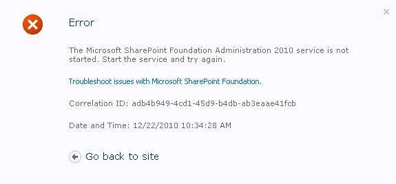 <b>Sharepoint Farm Backup Error:Administration 2010 Service is not started</b>