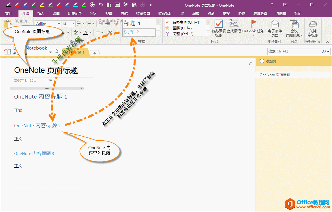 <b>什么是 OneNote 的内容标题？</b>