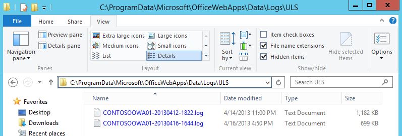 <b>Office Web Apps 错误日志</b>