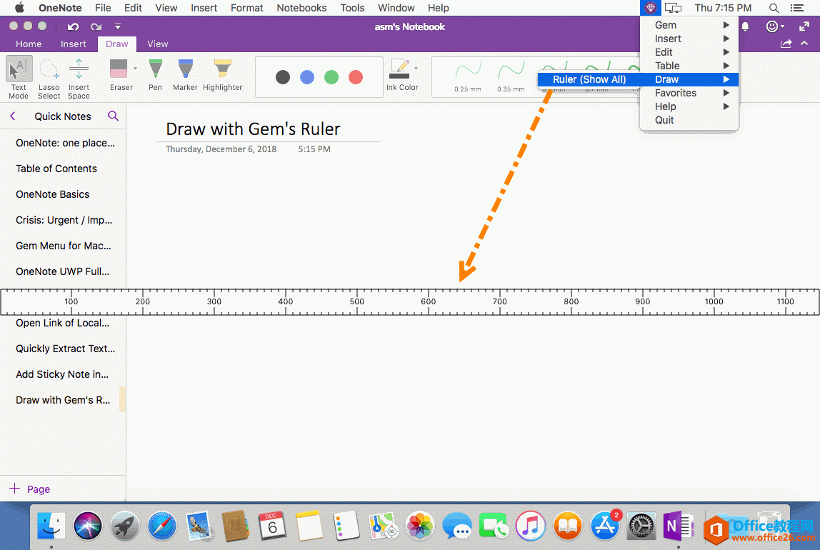 <b>如何使用珍宝标尺来给 OneNote for Mac 辅助绘图</b>