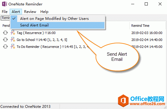 <b>如何设置当有 OneNote 提醒时，发送通知邮件到多个邮箱？</b>