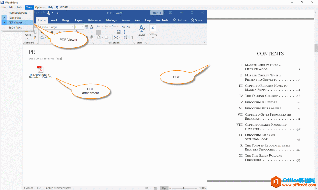 <b>如何在 WordNote 对文档中的 PDF 附件进行纯 PDF 浏览，并使用 Word 的批注对 PDF 进行批注</b>