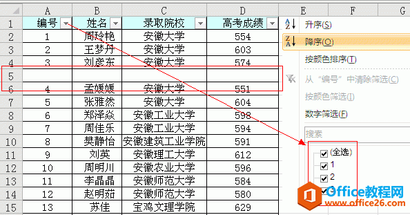 <b>excel筛选功能的所含知识点，包括常用功能、操作步骤、筛选多个项目、合并单元格的自动筛选、空行的处理</b>