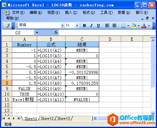 <b>Excel中LOG10函数的语法和用法</b>