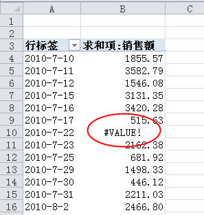 <b>Excel2010数据透视表技巧：隐藏错误值</b>