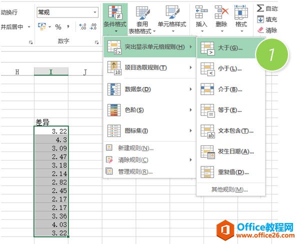 <b>excel 如何批量实现凡是大于2.5的数字变成红色</b>