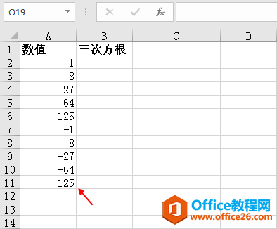 <b>Excel中利用power函数怎样给一列数开3次方</b>