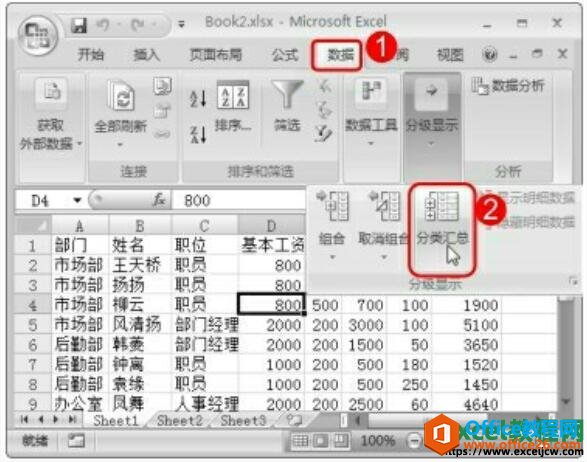 <b>excel2007表格中嵌套分类汇总实现教程</b>