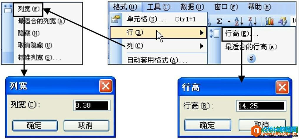 <b>excel2003表格中如何设置列宽和行高</b>